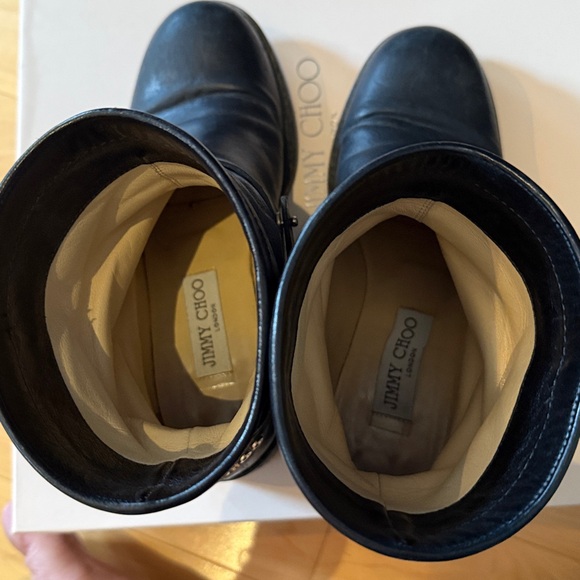 Jimmy Choo Black Leather Buckle Booties - Picture 5 of 7